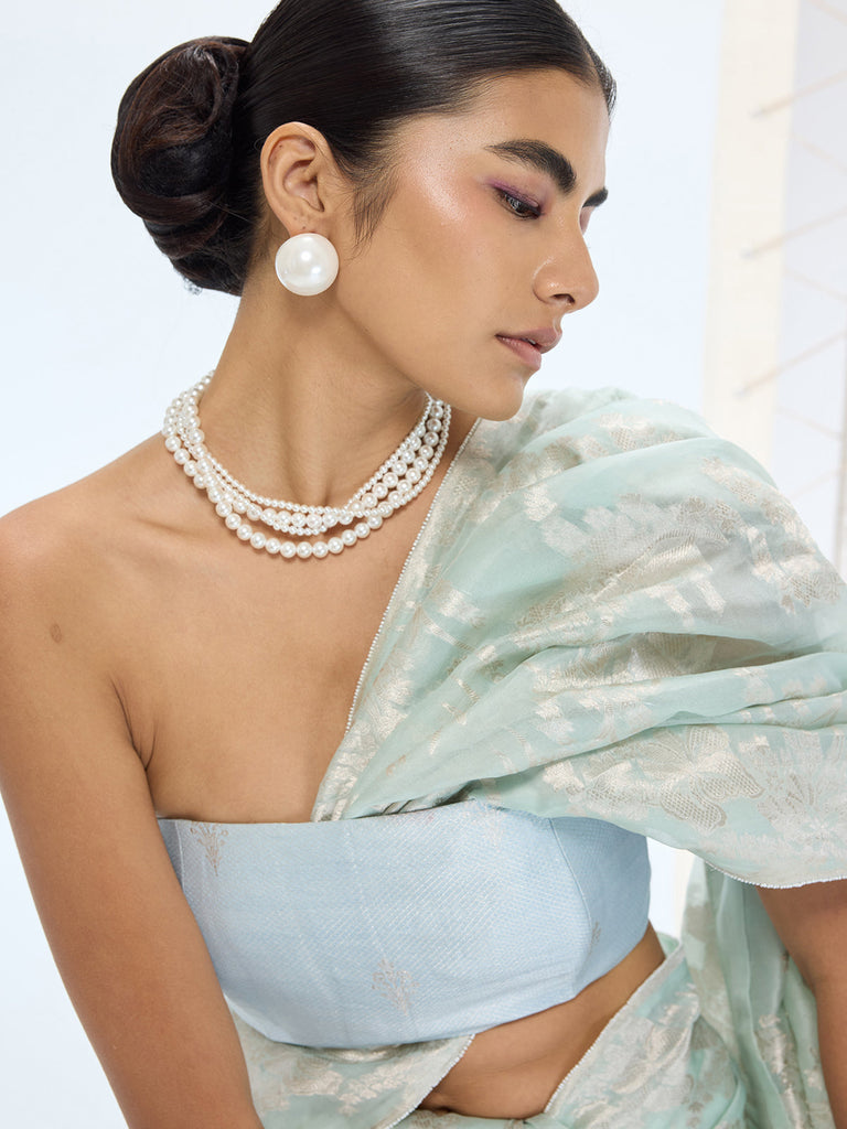 The Diana Saree In Aqua Green