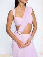 Lilac Movable Brooch Saree