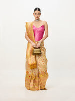 Handwoven Mustard Banarasi Emboss Saree