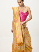 Handwoven Mustard Banarasi Emboss Saree