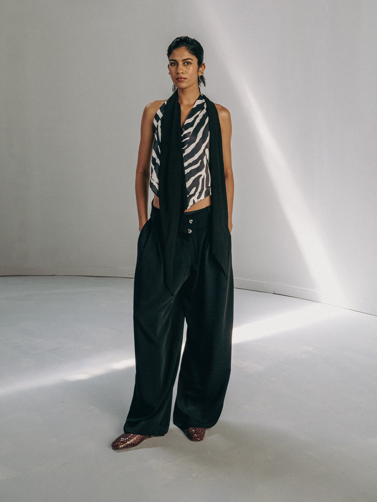 ZEBRA SCARF WAISTCOAT
