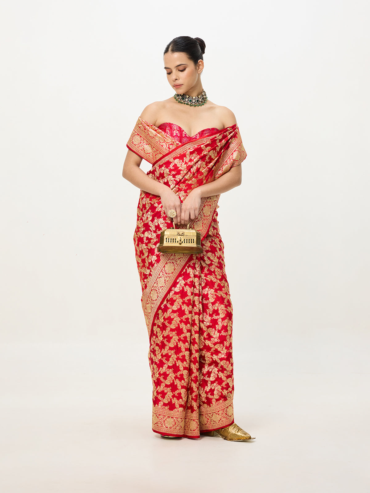 Handwoven Red Cutwork Banarasi Saree