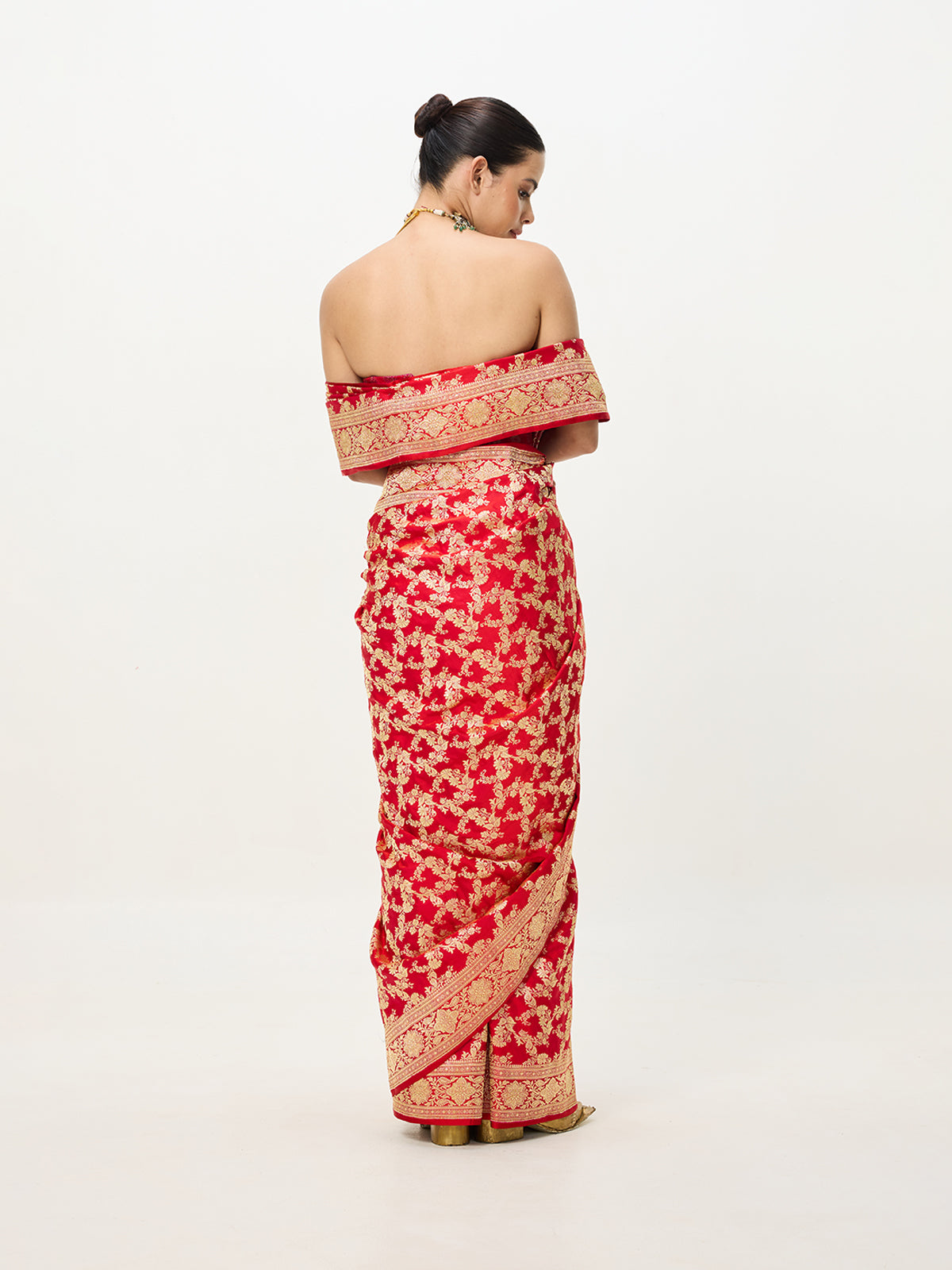 Handwoven Red Cutwork Banarasi Saree