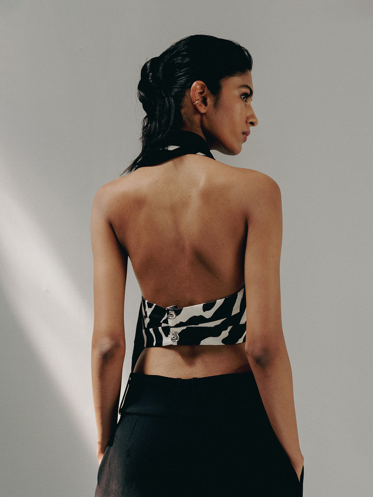 ZEBRA SCARF WAISTCOAT