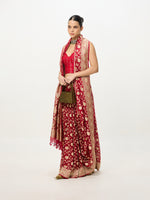 Handwoven Crimson Red Cutwork Banarasi Saree