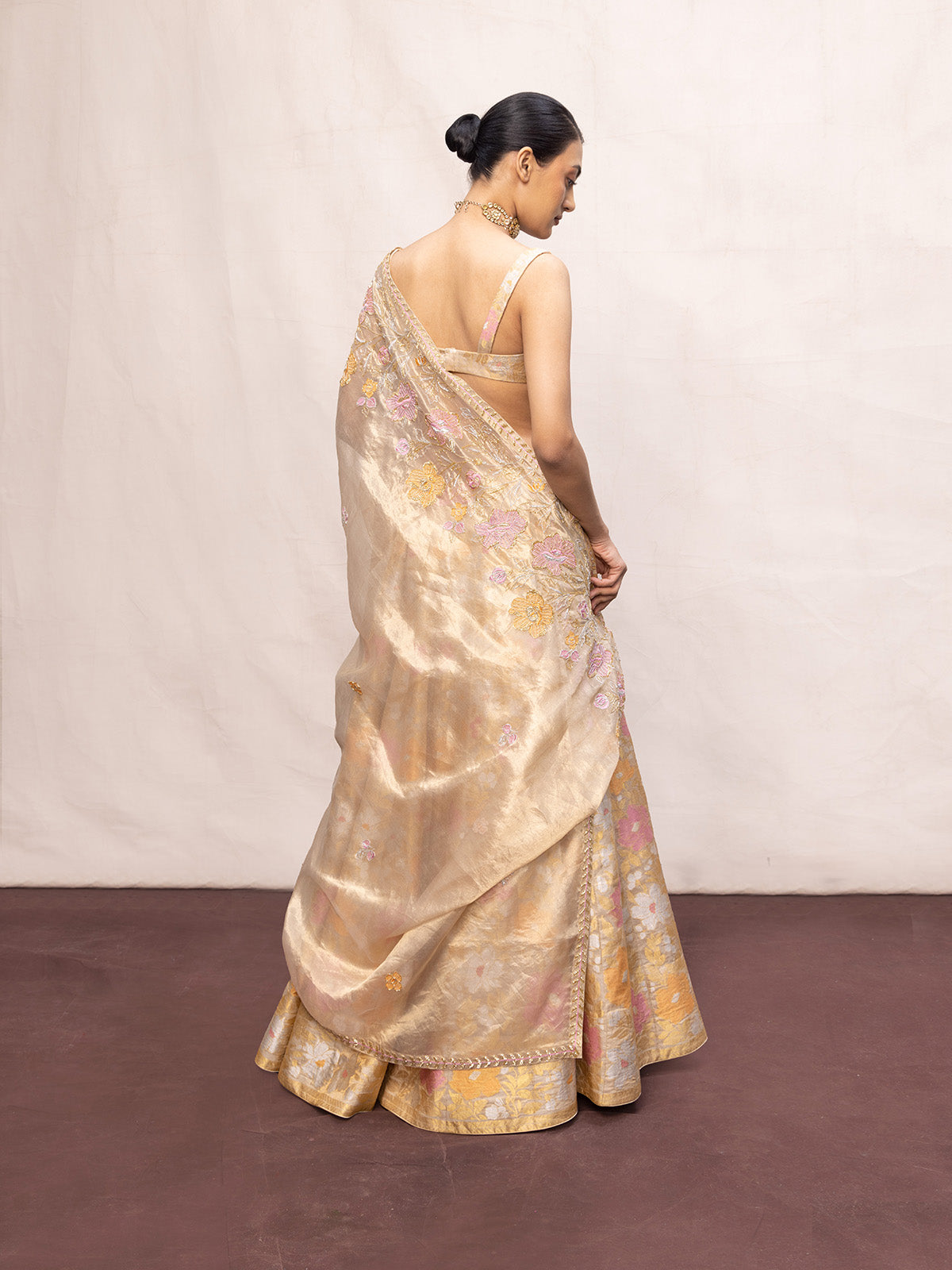 Handwoven Ecru Tissue Lehenga Set
