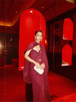 Maroon Movable Brooch Dotted Saree