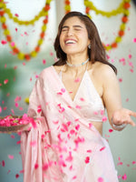 Handwoven Blush Pink Silk Saree