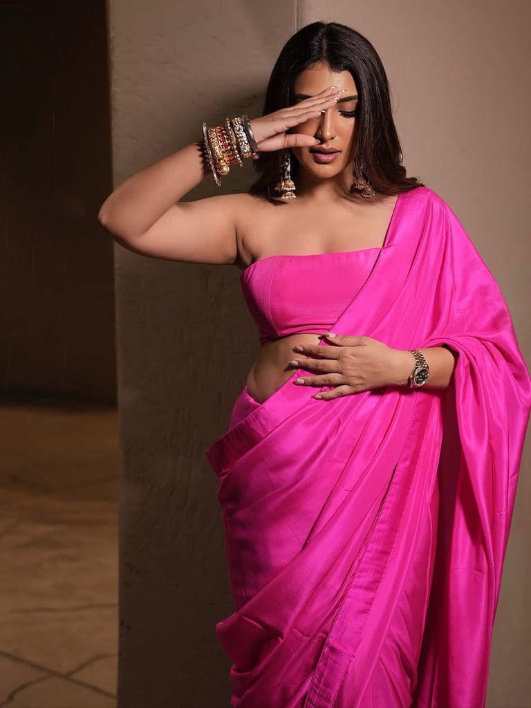 Handwoven Ekaya Pink Silk Saree