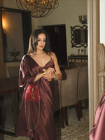 Handwoven Chocolate Brown Satin Saree