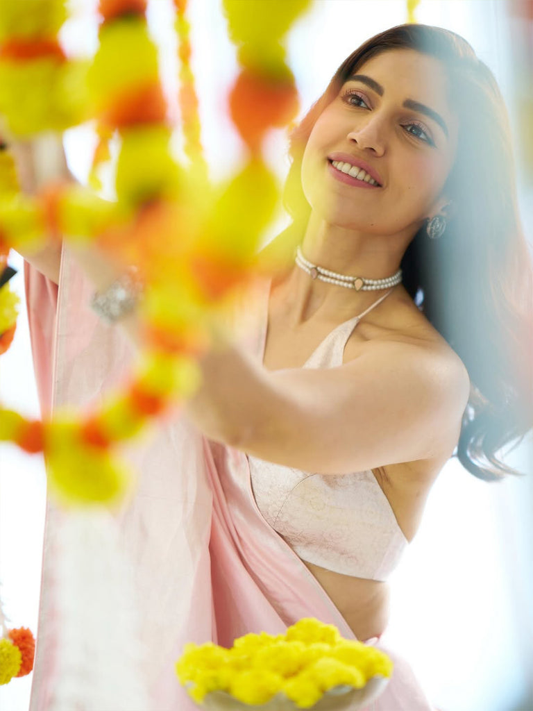 Handwoven Blush Pink Silk Saree