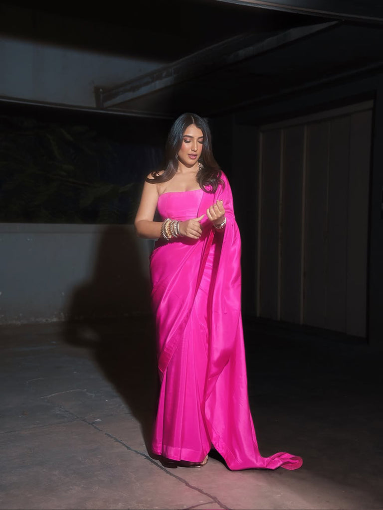 Handwoven Ekaya Pink Silk Saree