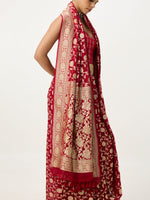 Handwoven Crimson Red Cutwork Banarasi Saree