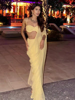 Butter Yellow Polka Dotted Saree