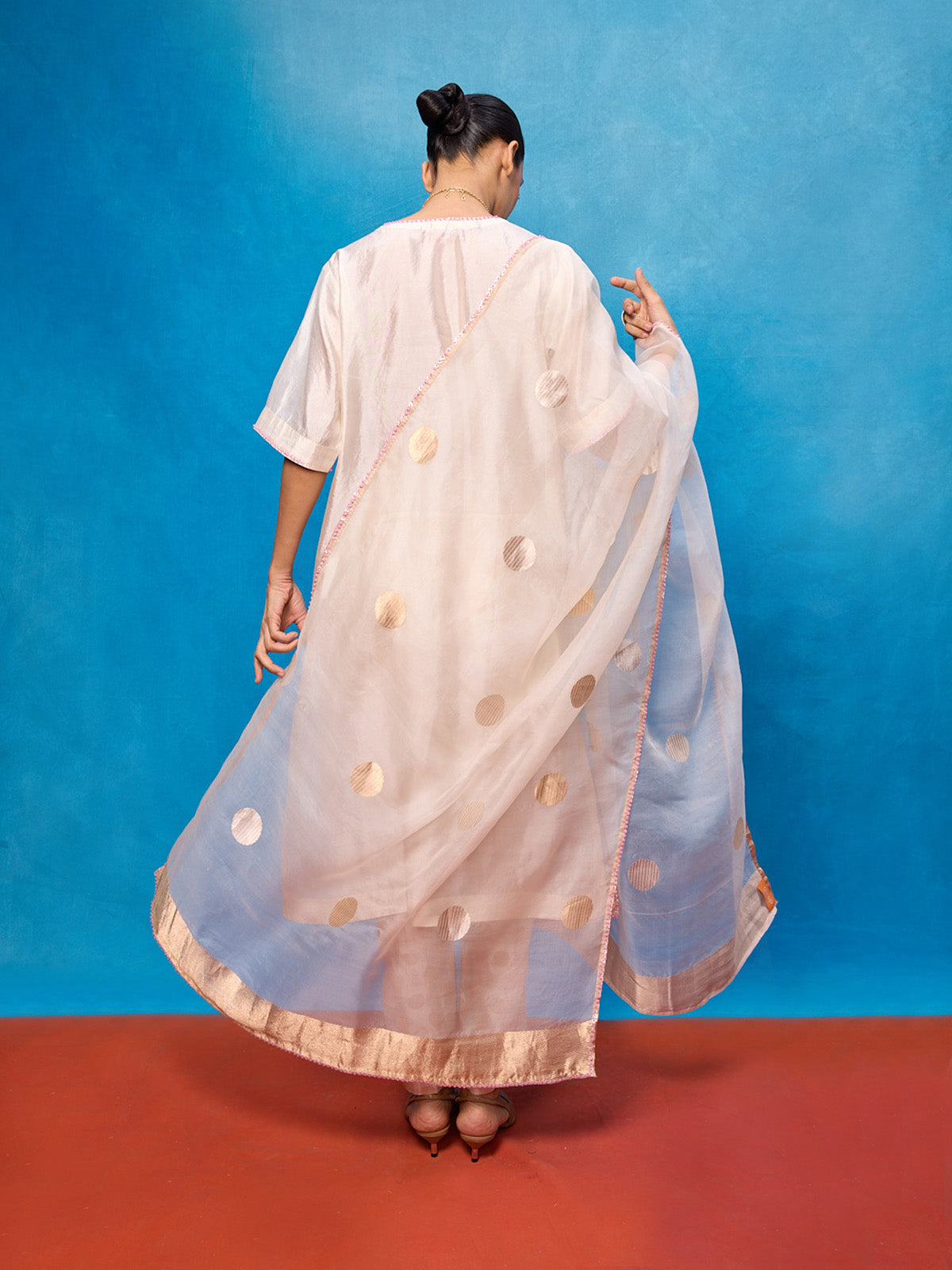 Handwoven Off-White Silk Banarasi Suit