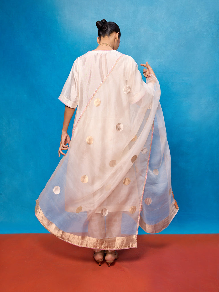 Handwoven Off-White Silk Banarasi Suit