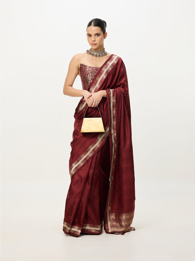 Handwoven Rustic Red Banarasi Saree