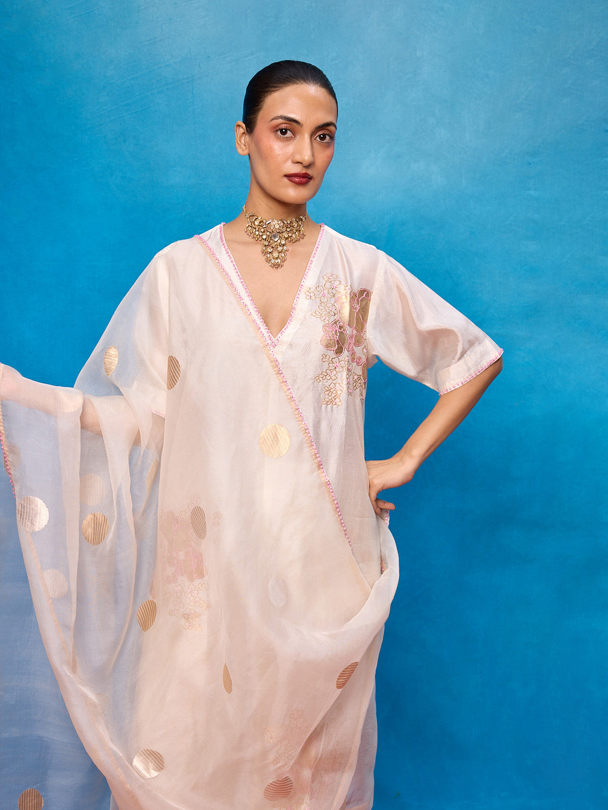 Handwoven Off-White Silk Banarasi Suit