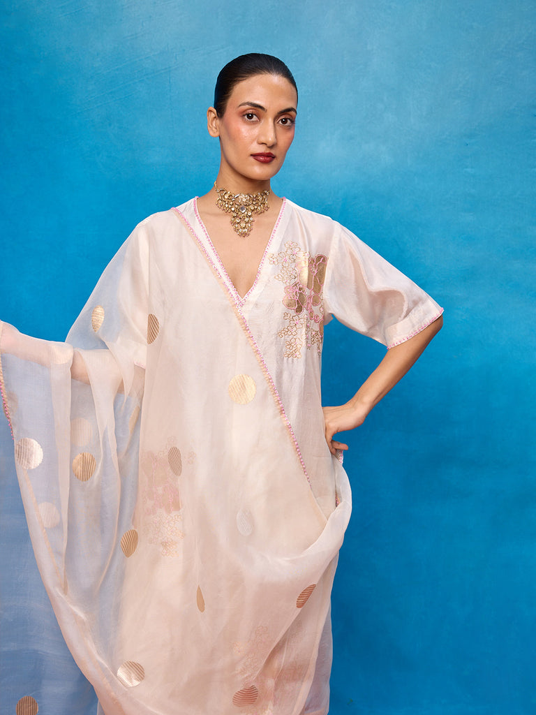 Handwoven Off-White Silk Banarasi Suit