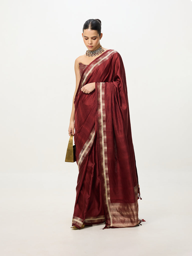 Handwoven Rustic Red Banarasi Saree
