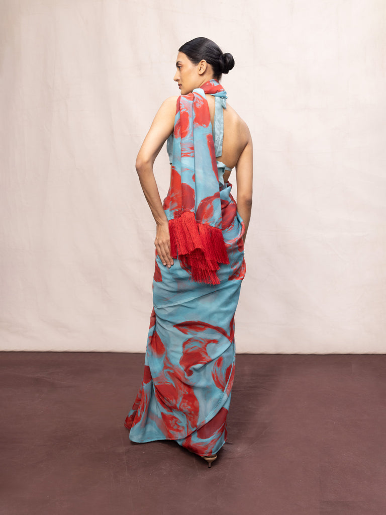 Multicolour Chiffon Digital Print Saree