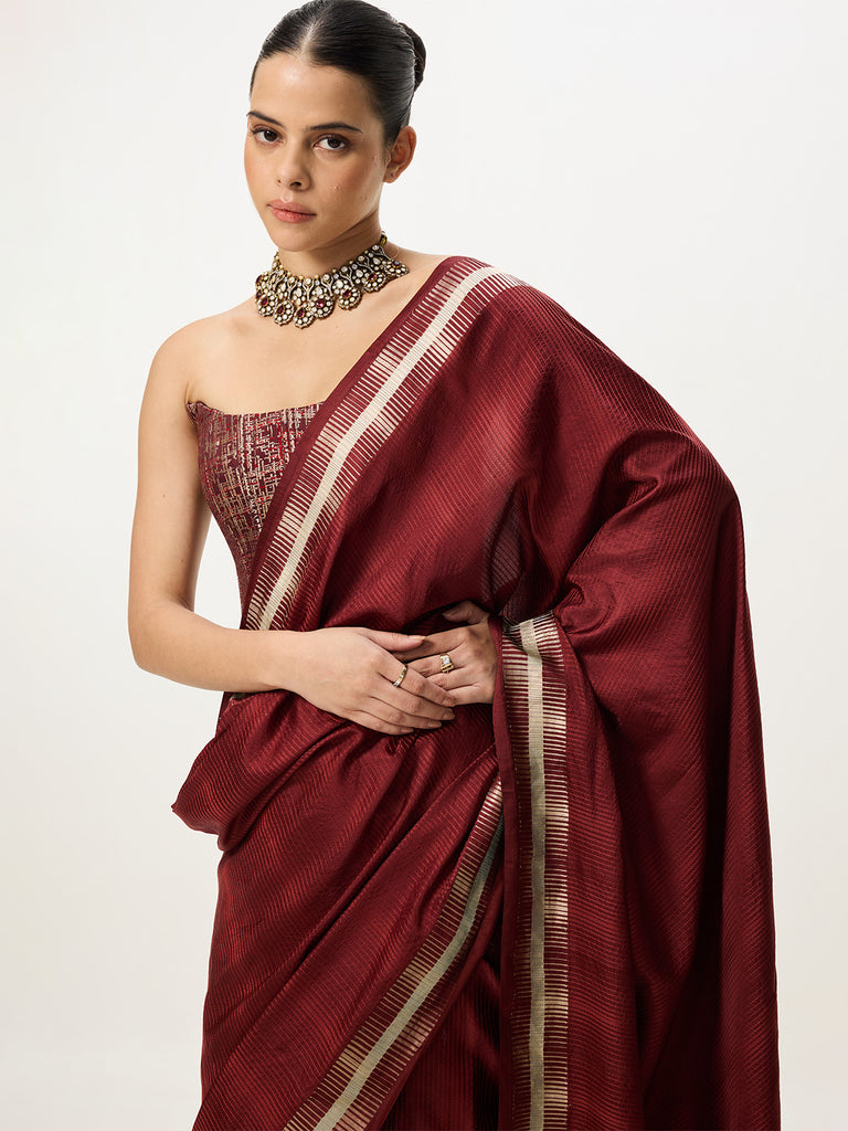 Handwoven Rustic Red Banarasi Saree