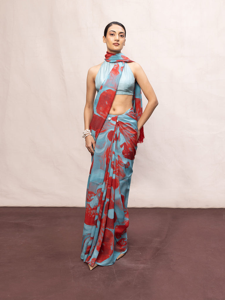Multicolour Chiffon Digital Print Saree
