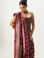 Handwoven Maroon Cutwork Banarasi Saree