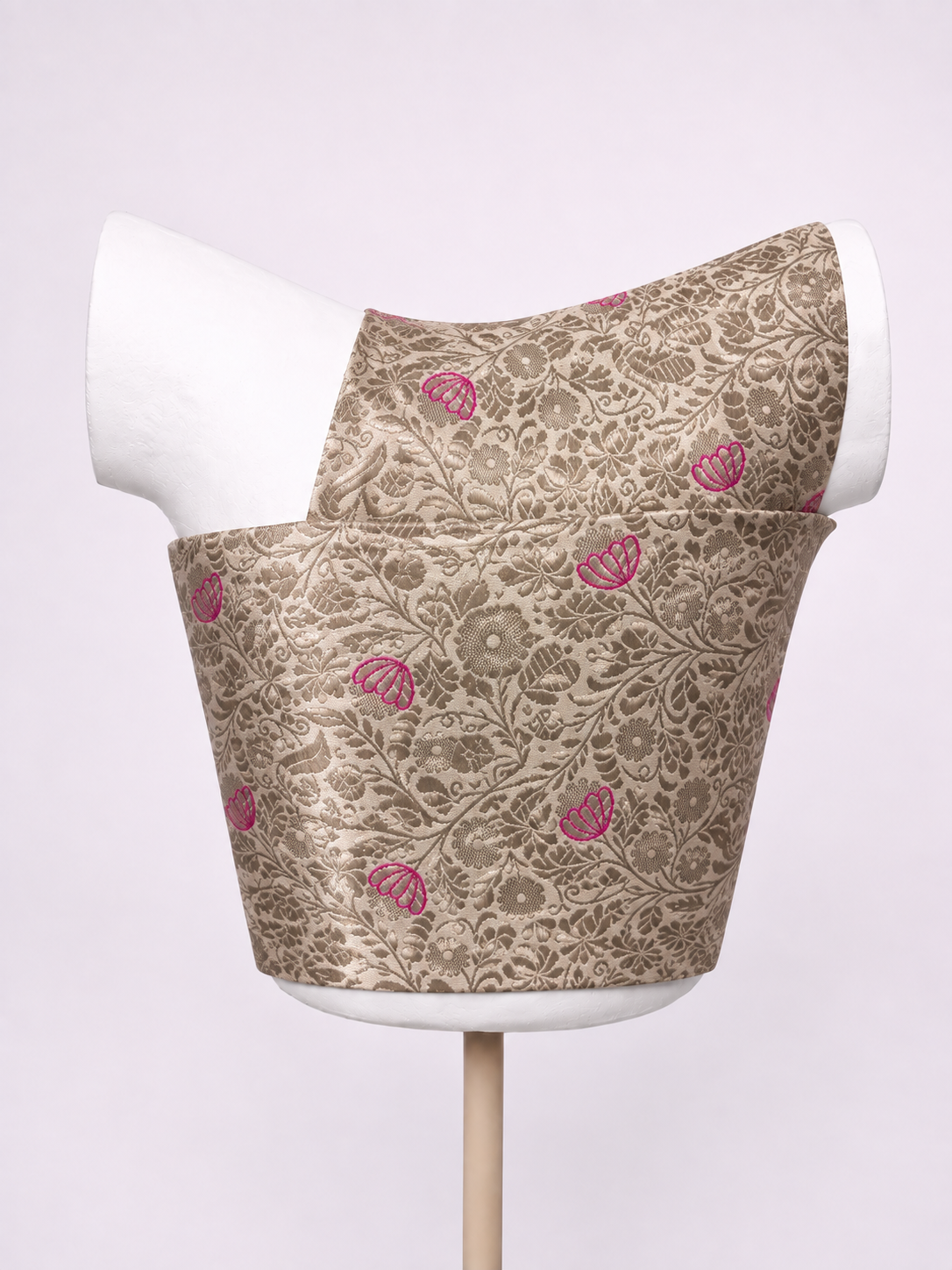 Handwoven Honey Taupe Banarasi Emboss Blouse Fabric