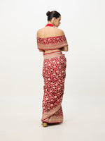 Handwoven Ruby Red Cutwork Banarasi Saree