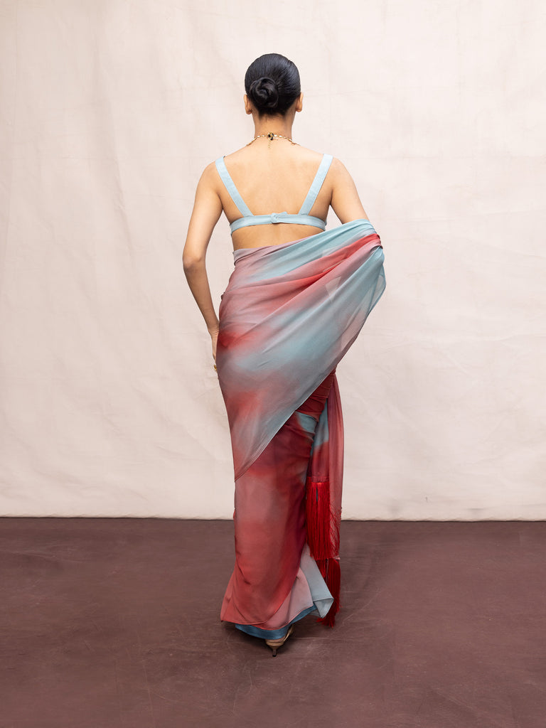 Multicolour Chiffon Digital Print Saree