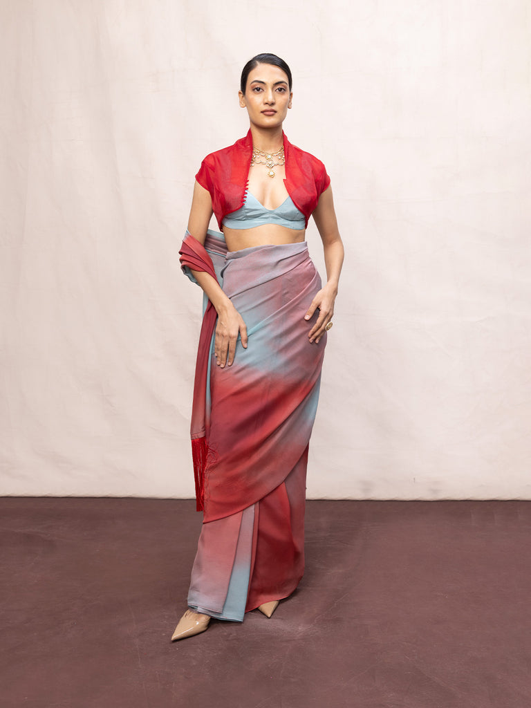 Multicolour Chiffon Digital Print Saree