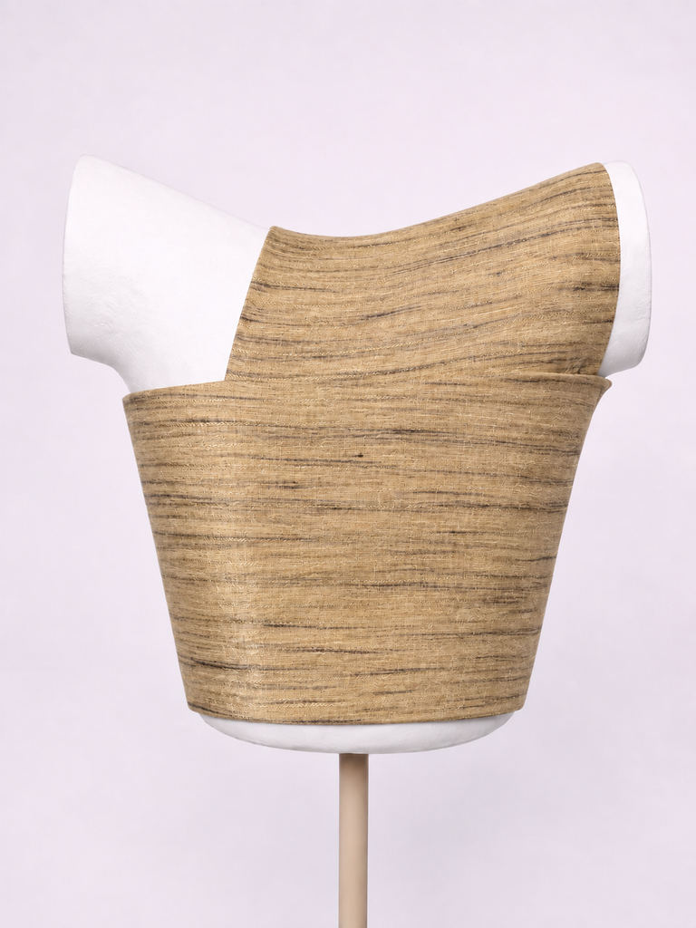 Handwoven Dusty Beige Striped Blouse Fabric