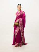 Handwoven Hot Pink Kadhwa Banarasi Saree