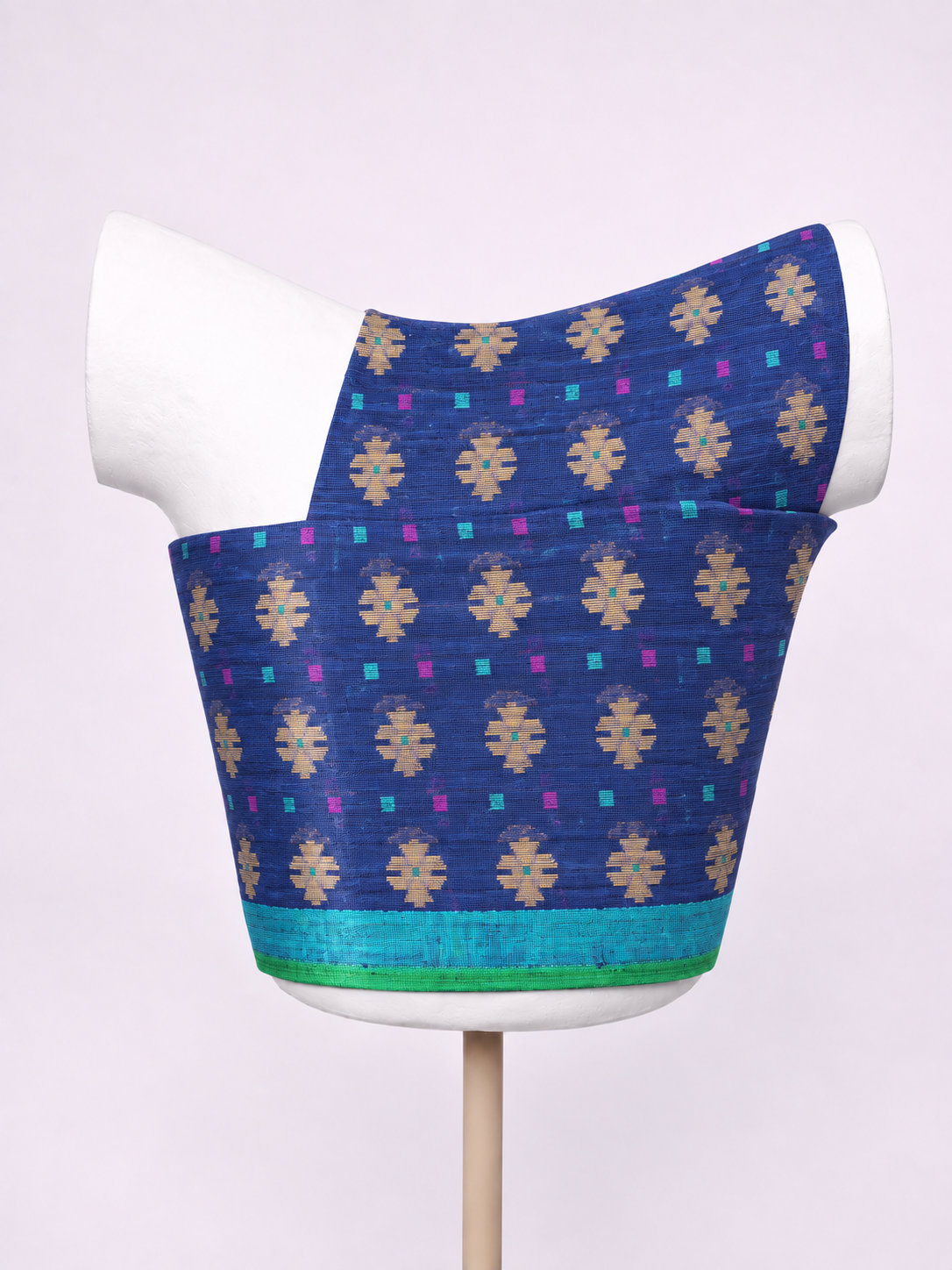 Handwoven Navy Blue Cutwork Blouse Fabric