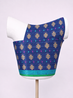 Handwoven Navy Blue Cutwork Blouse Fabric