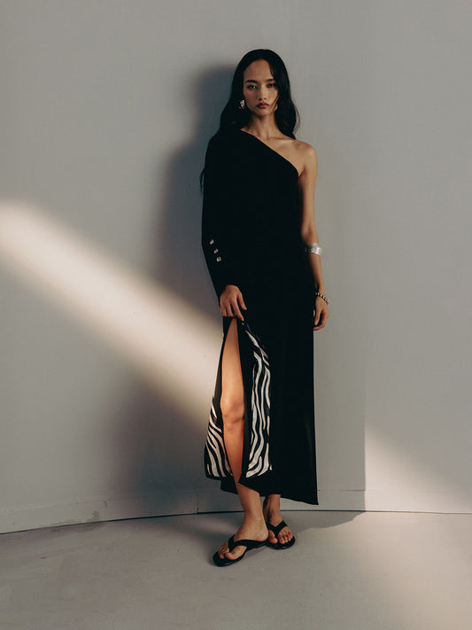 NOIR ONE SHOULDER DRESS