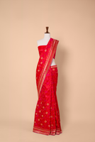 Jacqueline Fernandez in Handwoven Red Silk Sari