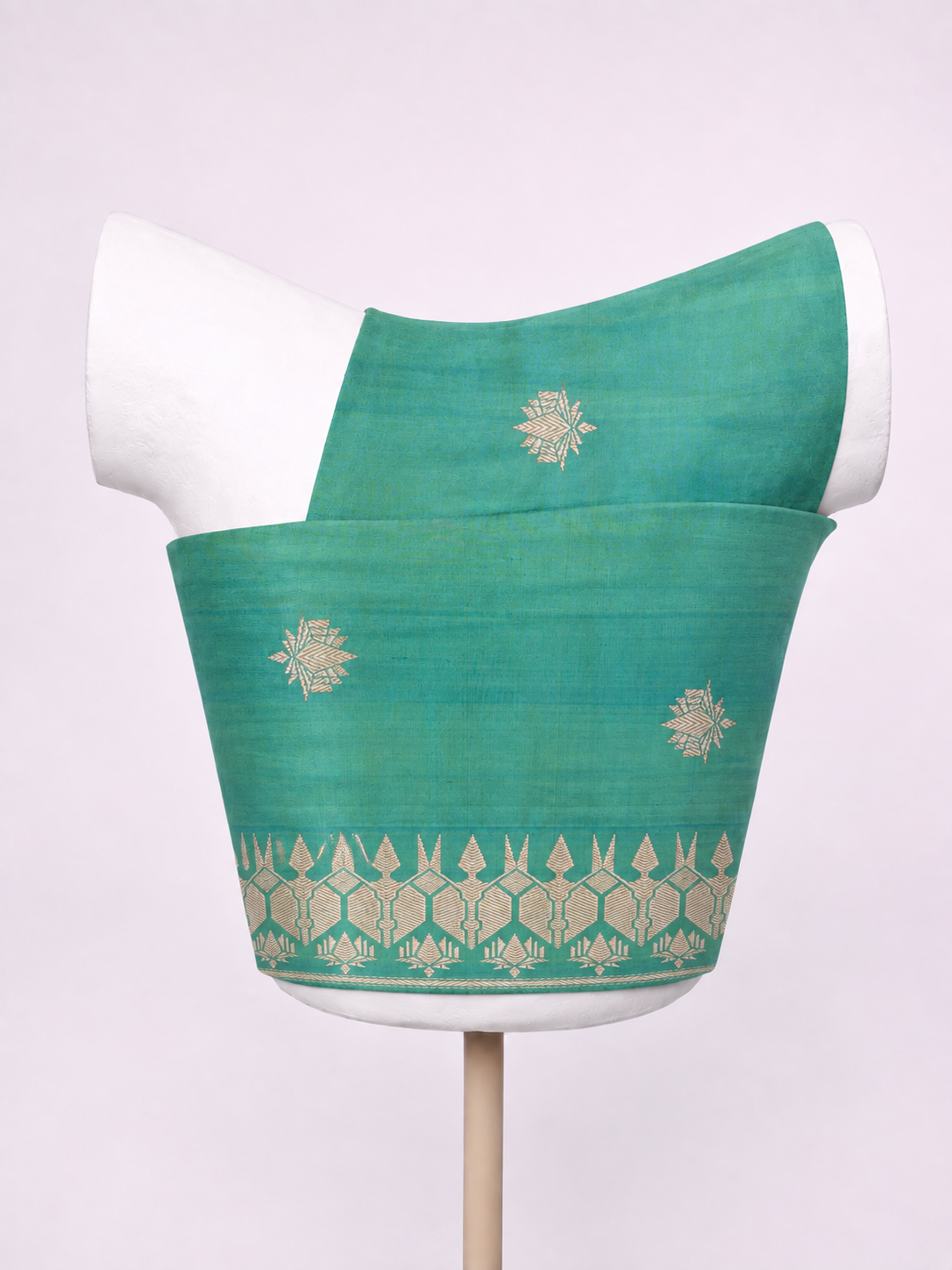 Handwoven Parrot Green Kadhwa Banarasi Blouse Fabric