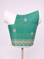 Handwoven Parrot Green Kadhwa Banarasi Blouse Fabric