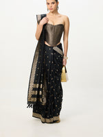 Handwoven Noir Black Cutwork Banarasi Saree