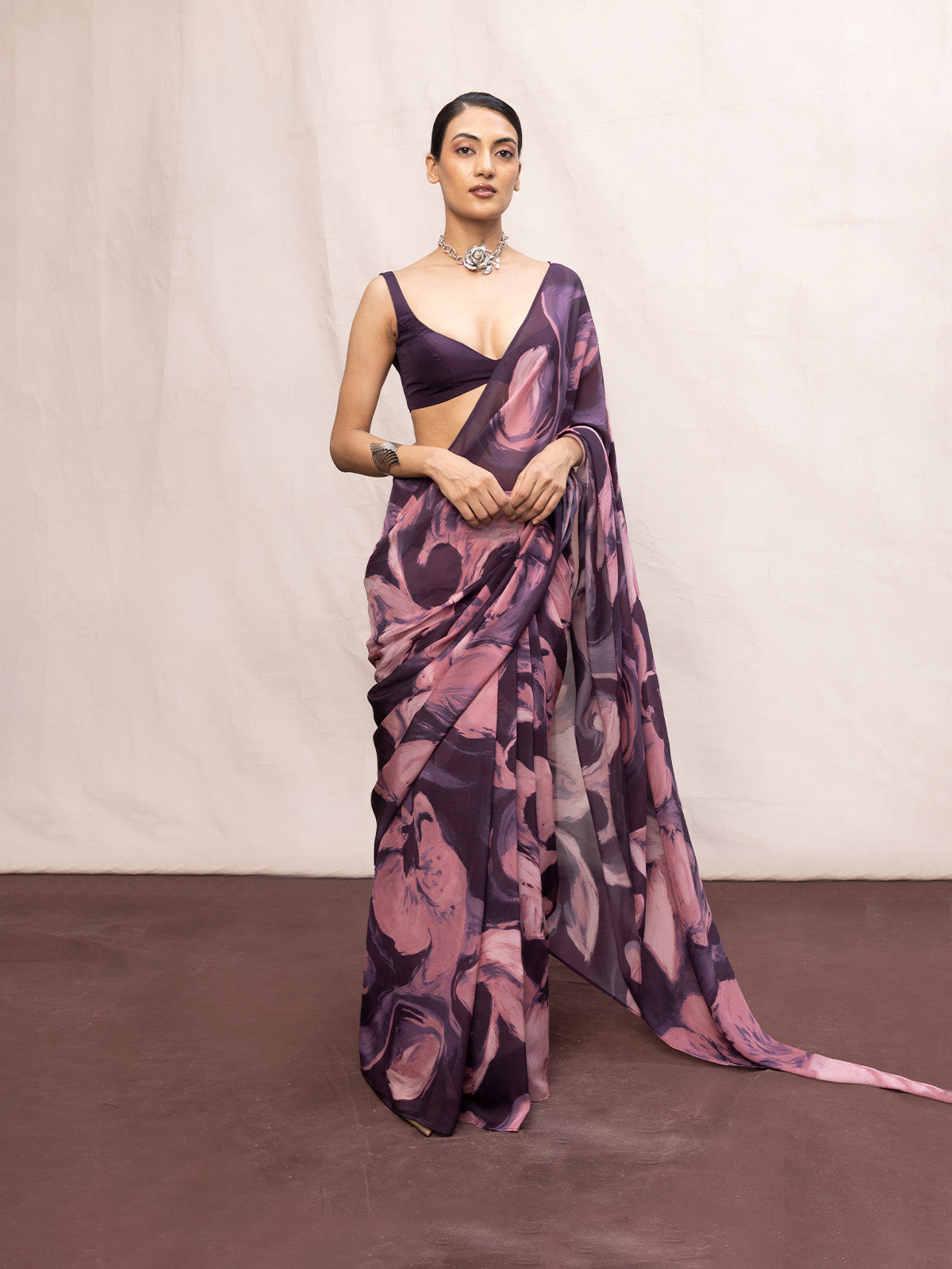 Multicolour Chiffon Digital Print Saree