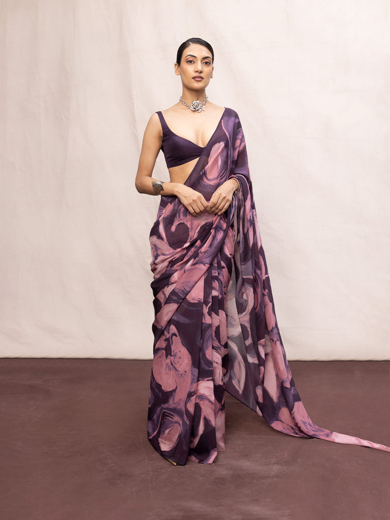 Multicolour Chiffon Digital Print Saree