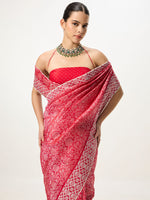 Handwoven Brick Red Banarasi Emboss Saree