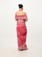 Handwoven Brick Red Banarasi Emboss Saree