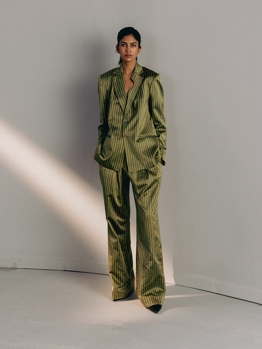 GREEN STRIPE PANTS