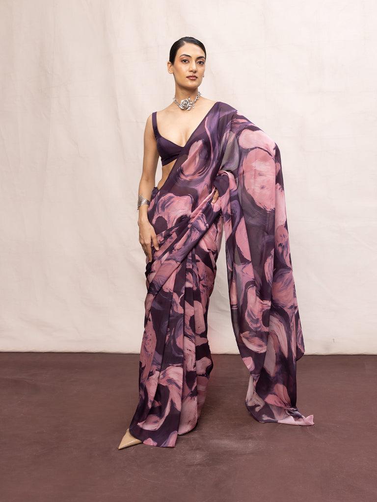 Multicolour Chiffon Digital Print Saree