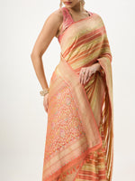 Handwoven Orange Banarasi Emboss Saree