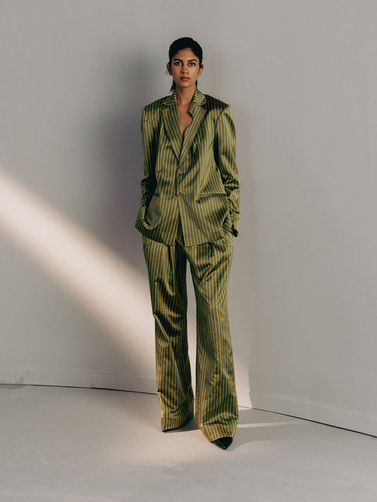 GREEN STRIPE BLAZER