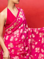 Handwoven Fuchsia Chiffon Banarasi Saree